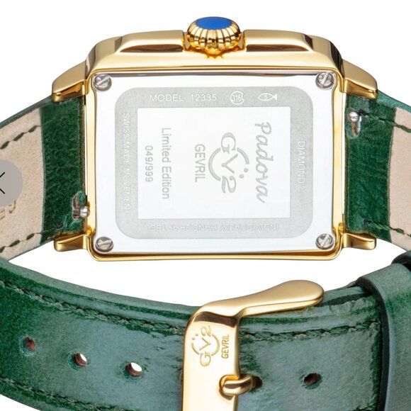 GV2 by Gevril Women\'s Padova Gemstone Swiss Quartz Diamond Accent Green NEW main image 11